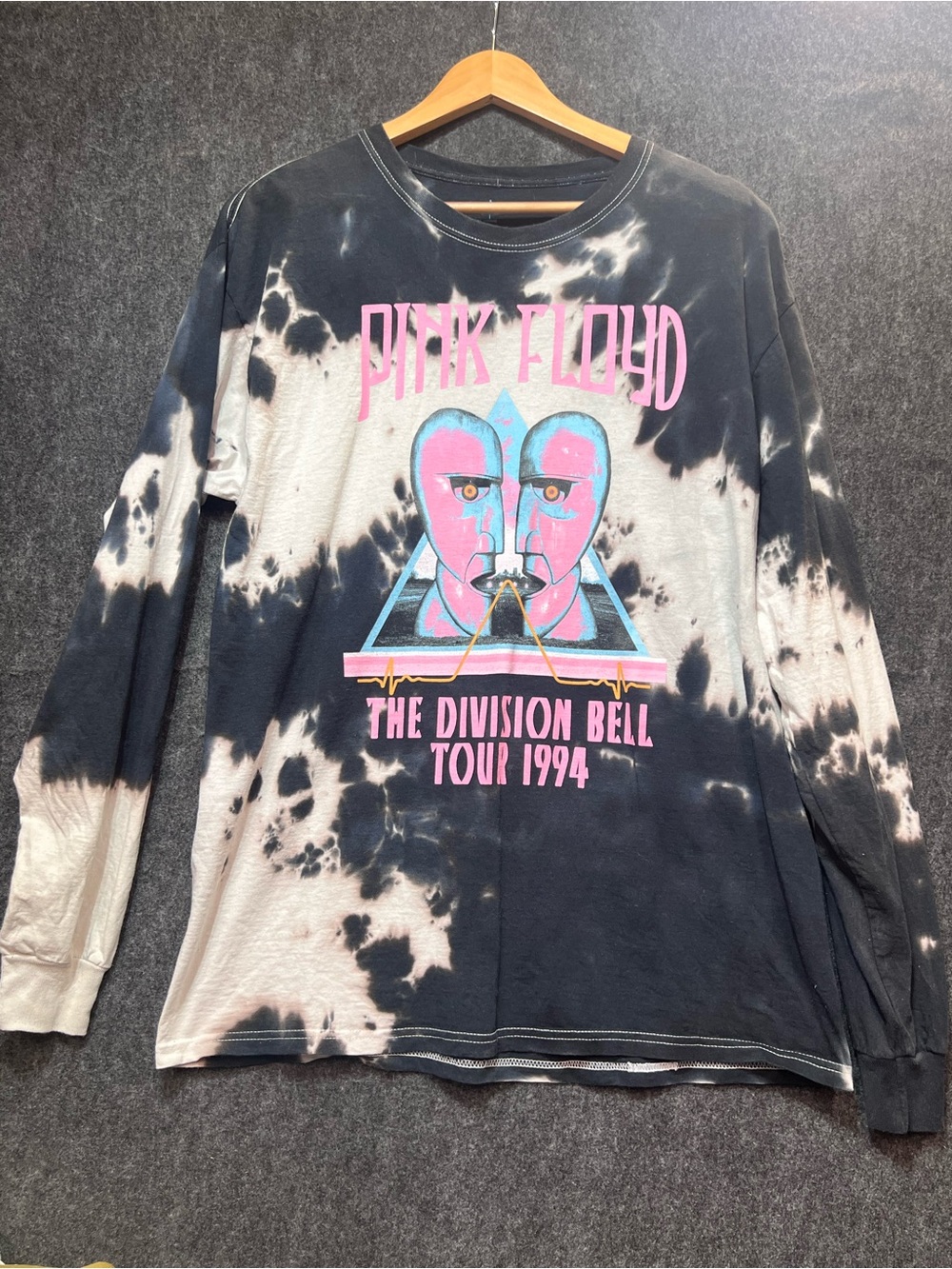 Vintage Pink Floyd "The Division Bell" Tour 1994 tie-dye long-sleeve shirt SZ L